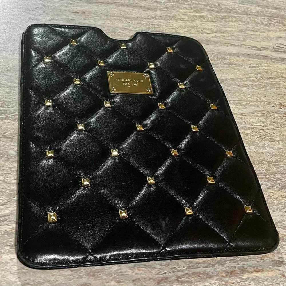 Michael Kors quilted tablet cover with gold color studs